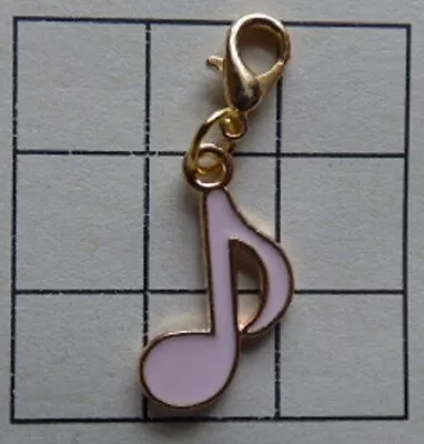 Vintage Tibetan Cute Enamel Pink Music Note Gold Finish - Zip Clip Bracelet • £2.95