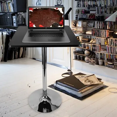 Designer High Bar Table Base Square Bar Table MDF Desktop 360° Rotatable Black  • $60.80