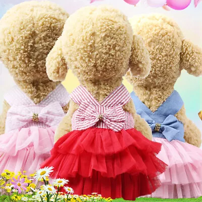 £3.47 • Buy Puppy Princess Pet Dog Summer Tutu Dress Skirt Harness Outfits Dress Clothes
