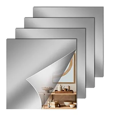 4 Pcs Acrylic Flexible Mirror Sheets Mirror Tiles Self Adhesive Square 12 X 12 • $14.99