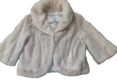 GENUINE CREME MINK FUR STOLE SHOULDER WRAP SHAWL COLLAR 60s Org Owners Buffums • $75