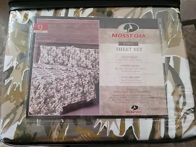 New Mossy Oak Queen Sheet Set Moose Print Sheet Set 4 Piece Set Deer Elk Moose • $42