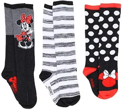 Disney's Minnie Mouse ☆ Toddler Girls' 3 Pack Knee-High Socks ☆ Shoe Size 7-10 • $14.95