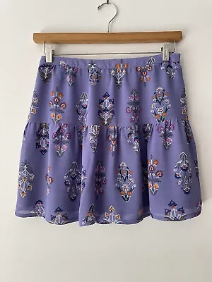 Tigerlily Purple Floral Tiered Mini Skirt Size 12 • $25