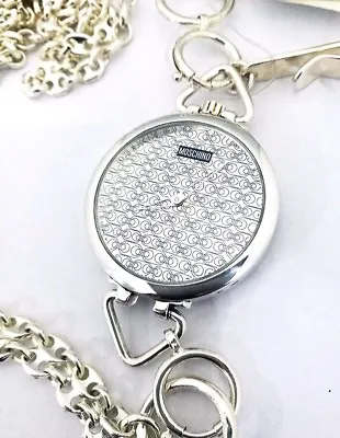 Rare 925° Silver Quartz Mosquino Pocket Watch + 100cm Chain • $265.32