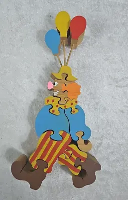 Vintage Clown Puzzle 2 Sided Wooden Puzzle Rare • $26.96