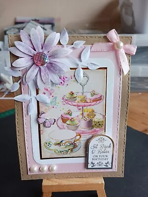 £2.20 • Buy Handmade Birthday Card Topper.  Flowers, Hunkydory Sentiment, Butterfly,...