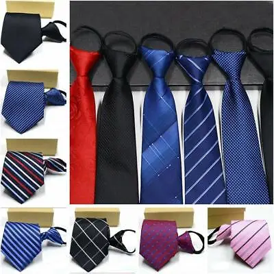 145cm Lazy Men's Zipper Necktie Striped Casual Business Wedding Zip Up Neck Ties • $4.98