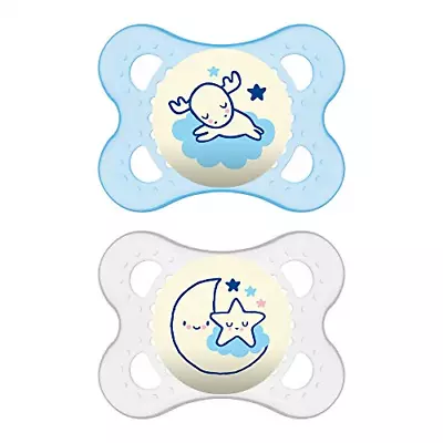 2 - Mam Blue Glow In The Dark Pacifiers - Night Collection - 0-6 Months • $8.99