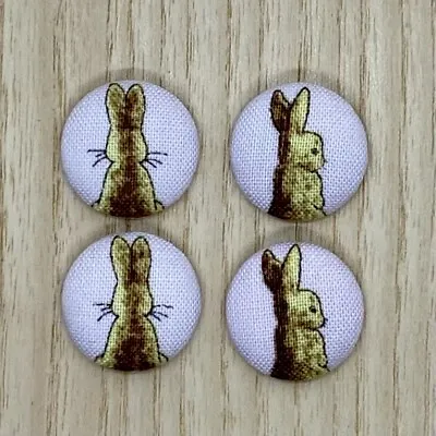 Rabbit Bunny Handmade Fabric Buttons 18mm X 4 Buttons For Sewing • £5.50