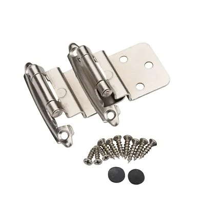 25 Pair 50 Pcs Self Closing Cabinet 3/8 Offset Inset Hinges Satin Nickel 62726 • £28.46