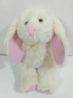 8 In Bunny With Cream Fur Pink Ears Nose And FeetBeige Ribbon Bow By Fuki Intl • $6