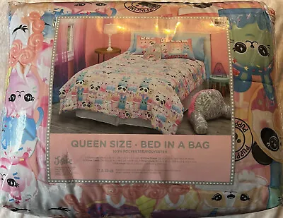 Justice Girls Queen Size Bed In A Bag Dream Sweeter - Panda-Kitty-Unicorn • $90
