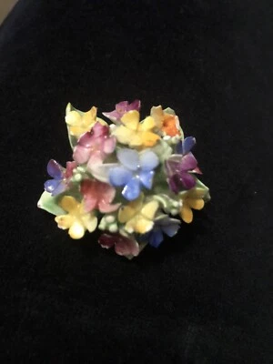Vintage Multi Colour Porcelain Floral  Brooch By Crown • £3.50