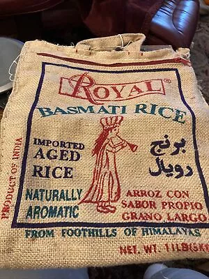 Royal Basmati Rice Bag Sack Handled Zippered Tote Burlap India Himalayas 11# 5kg • $4