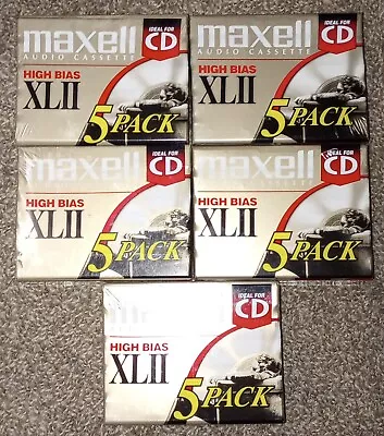 Lot Of 25 5x5pks Maxell XLII Xlii 90 Minute Blank Cassette Tapes High Bias Type2 • $200