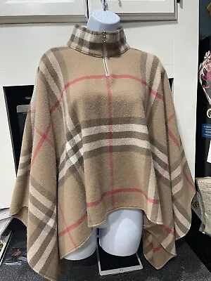 $99.99 • Buy Vintage Burberry Zip Up Poncho 90% Merino Wool 10% Cashmere Made In Scotland 