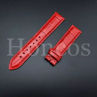 Mens Genuine Leather Watch Strap Wristwatch Belt Bands 20mm RED • $32.35