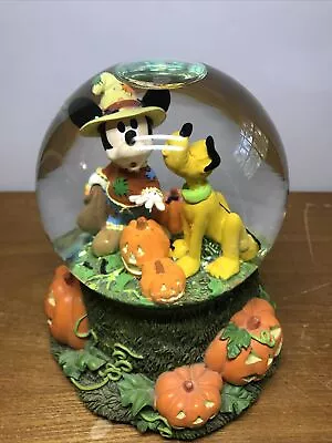 Disney Halloween Globe Mickey Pluto Musical Globe Pumpkin Patch • $42.80