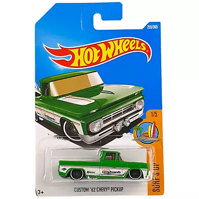 New Hot Wheel CUSTOM '62 CHEVY PICKUP Surf's Up Green Ute Truck 255/365 1/5 2015 • $20