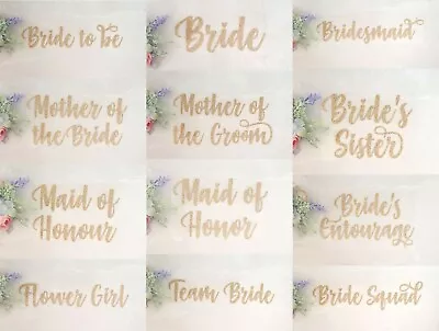 £2.69 • Buy Wedding Iron On Heat Tshirt Transfer Bride Bridesmaid Party GOLD Glitter Vinyl