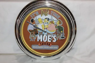 The Simpsons It's Duff Time Moe's Tavern Animated Round Wall Clock • $35.99