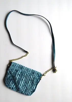 A New Day Blue Ribbed Velvet Bag Purse Shoulder Or Cross Body 8  Inside Zip • $12.50