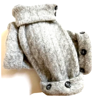 $28.49 • Buy Fingerless Gloves Gray Cashmere Angora M - L Medium - Large Grey Arm Warmer Cuff