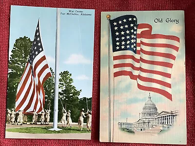 2 Vintage Patriotic American Flag Postcards Unused Old Glory Military • $3.90