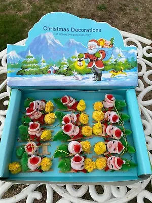 Vintage Chenille Father Christmas Santa Christmas Decorations In Display Box • £25