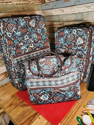 Vera Bradley 3 Pc Luggage Rolling Duffle Carry & Suitcase Jave Blue (Retired) • $300