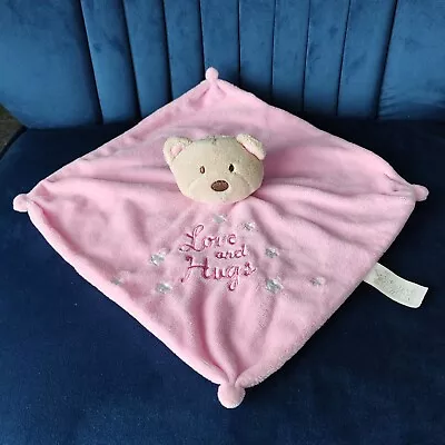 Card Factory Love And Hugs Pink Teddy Bear Baby Comforter Blanket Soft Toy • £3.29