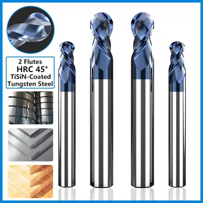 2 Flutes Ball Nose End Mill R0.5~R10 Milling Cutter Blue Coated Solid Carbide • $5.78