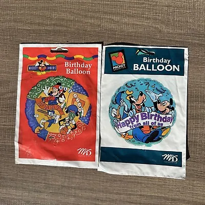 Vintage 90s Disney Mickey Mouse Unlimited Birthday Balloons Goofy Sport Lot Of 2 • $9.99