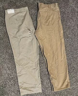 Harbor Bay Pleated Waist Relaxer Pants Mens-46X30 Khaki CottonNWT. MSRP:$55 Lot • $30