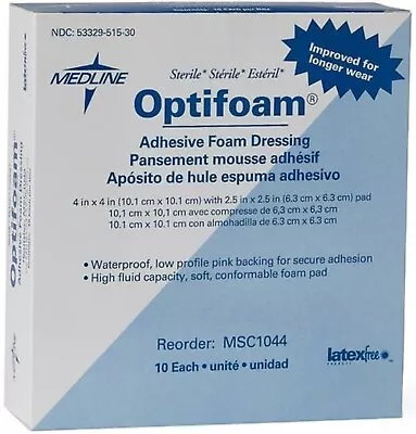 *10-Packs* Medline Optifoam Adhesive Foam Dressings 4  X 4  Sterile MSC1044 • $34.99