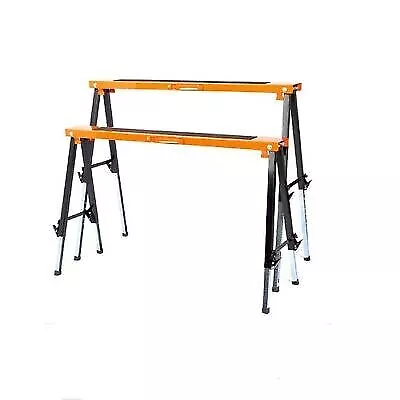 2Pc Mastercraft Sawhorse Metal Folding Non-slip Surface Saw Horse 120KG Capacity • $109