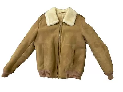 Sawyer Of Napa  Suede Sherpa Lined Bomber Jacket Mens Tan Medium • $75