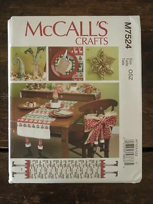 New McCalls Crafts Pattern M7524 Christmas Elf Decor Hat Table Runner Chair Bow • $5.95