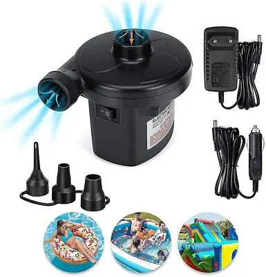 Electric Air Pump Inflator For Inflatables Camping Bed Pool 240V 12V Car Home UK • £12.95