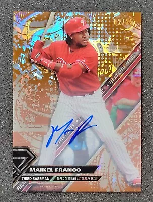 2017 Topps High Tek Maikel Franco Orange Magma Diffractor Auto #'d 2/25 • $9.99