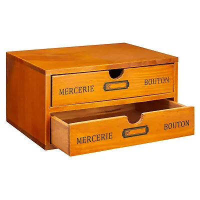 2-Drawer Small Vintage Style Wooden Storage Organizer For Accessories • $24.19