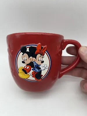 Disney Mickey Mouse Minnie Mouse Mug Cup Red 3D Embossed Images Hallmark • $9.91