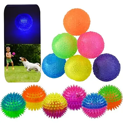 LED Spikey Rubber Balls Bouncing Ultra Light Up Sensory Colorful Spike Balls • £5.74