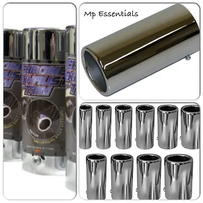 New Silver Chrome Car Muffler End Exhaust Trim Tail Pipe Tip (To Fit Up To 51mm) • £8.95