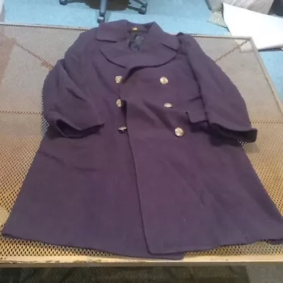 Vintage 70’s Navy Heavy Coat Wool Pea Coat Jacket Military Jacket Size 35 • $49.61