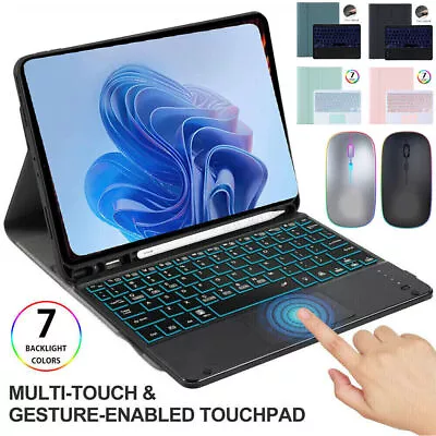 For Samsung Galaxy Tab S9 FE S9 S8 A9 A8 A7 Backlit Touchpad Keyboard Case Mouse • £27.99