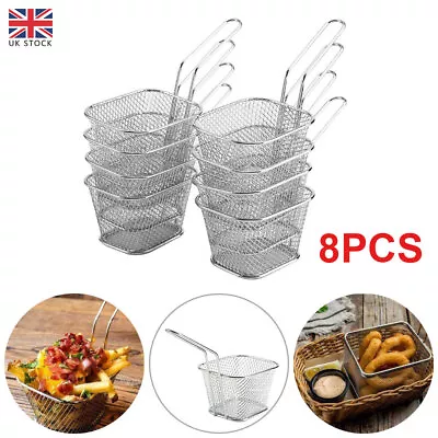 £11.95 • Buy 8pcs Mini Square French Fry Chips Baskets Chip Serving Fry Basket Frying Food