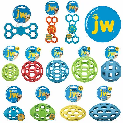 JW Pet Hol-ee Roller Dog Puppy Ball Football Egg Bone Squeaker Rubber Chew Toys • £8.99