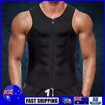 Neoprene Sweat Vest Elastic Men Sauna Fitness Vest For Daily Wear (M Black) • $17.49